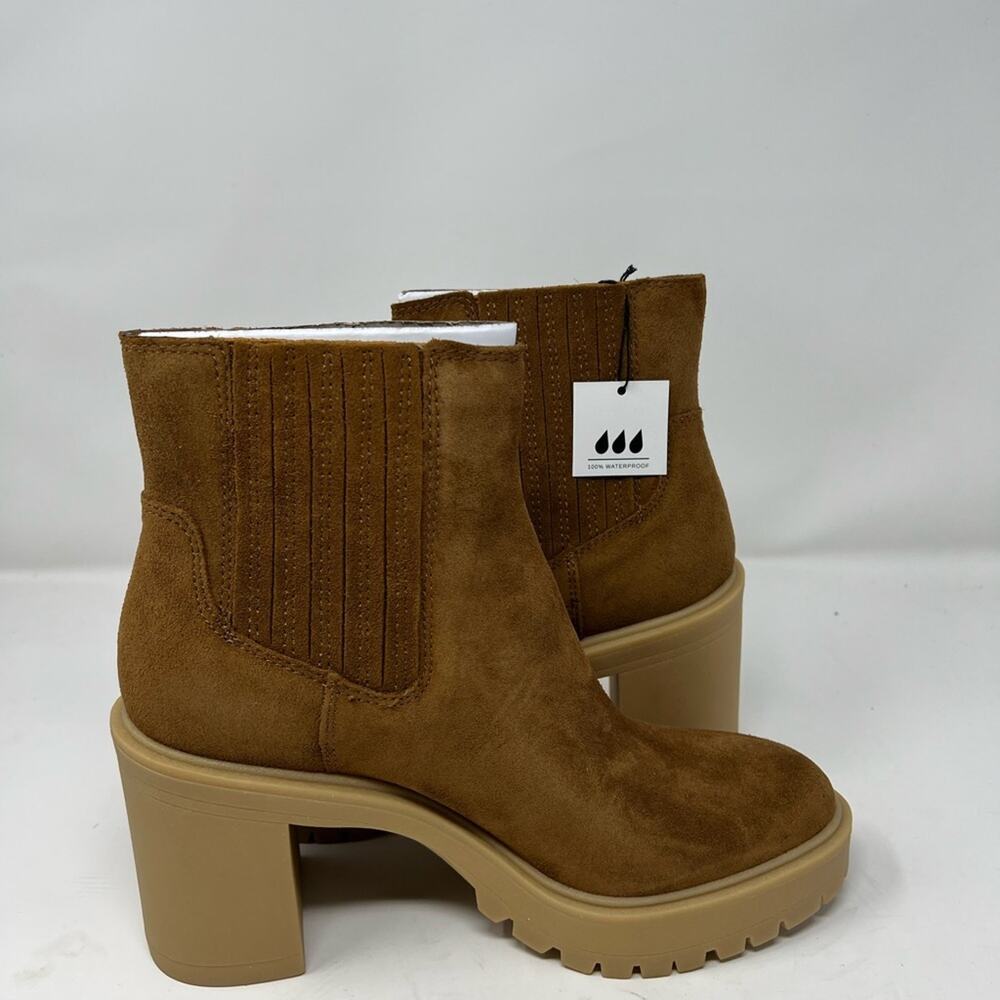 Dolce Vita Caster H2O Booties Camel Heeled Boot Suede Maximalist NIB 9 - Picture 5 of 6